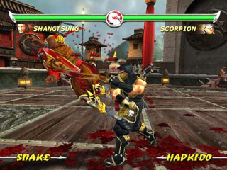 Blood remaining on the ground throughout the fight started with MK:DA.